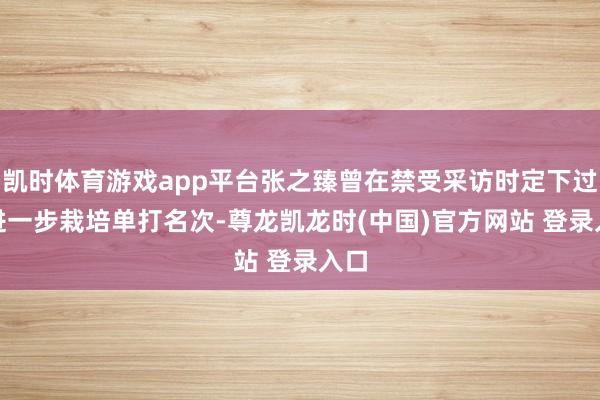 凯时体育游戏app平台张之臻曾在禁受采访时定下过