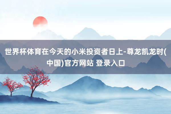 世界杯体育在今天的小米投资者日上-尊龙凯龙时(中国)官方网站 登录入口