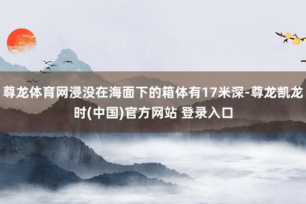 尊龙体育网浸没在海面下的箱体有17米深-尊龙凯龙时(中国)官方网站 登录入口