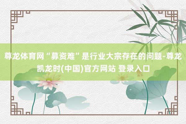 尊龙体育网“募资难”是行业大宗存在的问题-尊龙凯龙时(中国)官方网站 登录入口